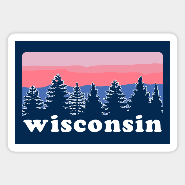 Northern Wisconsin Pine Tree Sunset Magnet by GreatLakesLocals